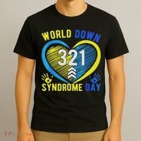 Blue Yellow Heart 21 World Down Syndrome Awareness Day T-Shirt thumb 3