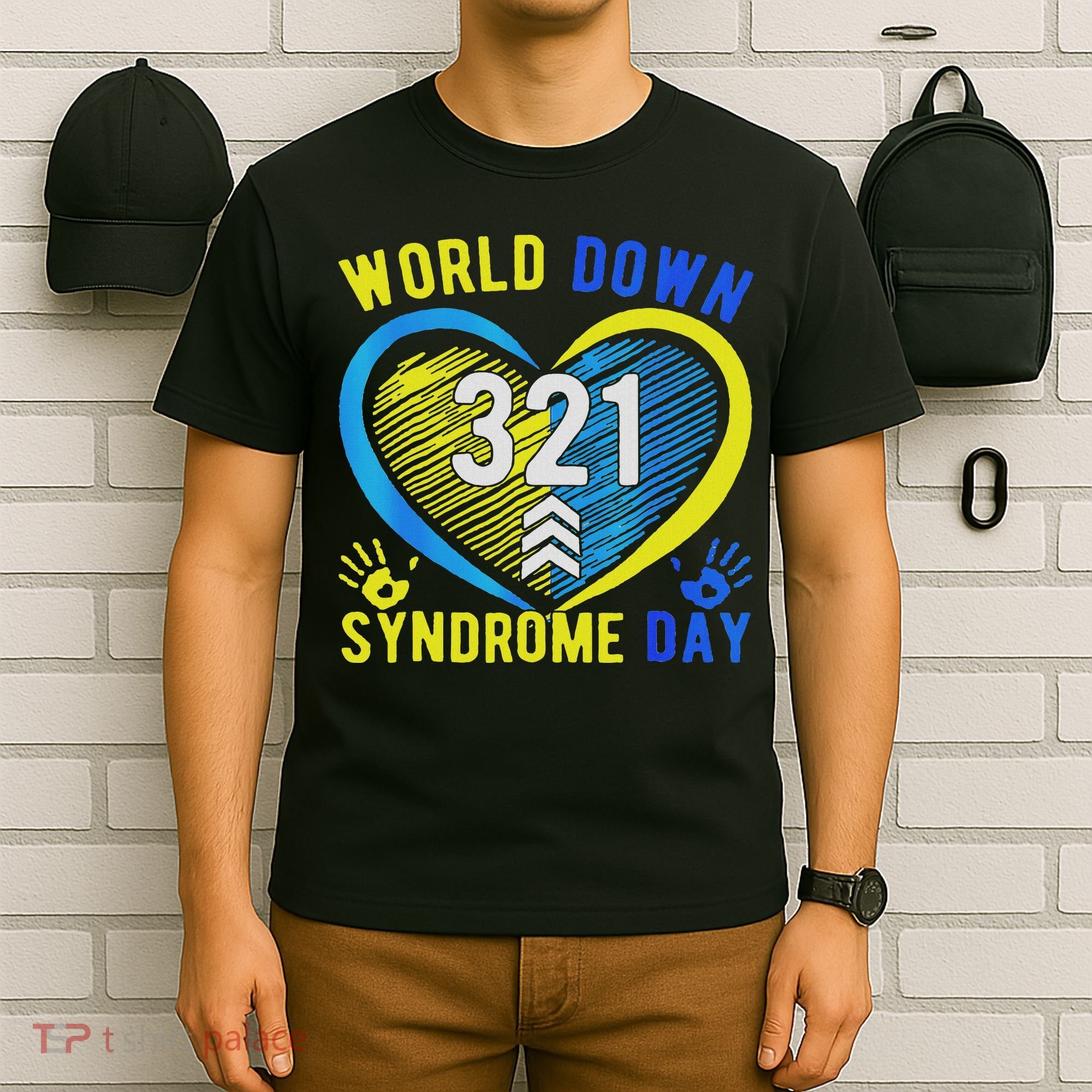 Blue Yellow Heart 21 World Down Syndrome Awareness Day T-Shirt