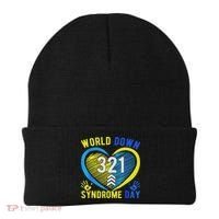 Blue Yellow Heart 21 World Down Syndrome Awareness Day Beanie thumb 0