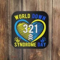 Blue Yellow Heart 21 World Down Syndrome Awareness Day Coaster thumb 0