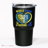 Blue Yellow Heart 21 World Down Syndrome Awareness Day Tumbler thumb 0
