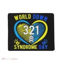 Blue Yellow Heart 21 World Down Syndrome Awareness Day Mousepad thumb 0