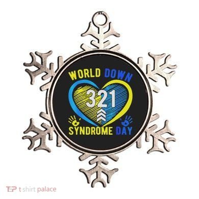 Blue Yellow Heart 21 World Down Syndrome Awareness Day Ornament