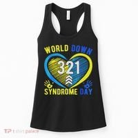 Blue Yellow Heart 21 World Down Syndrome Awareness Day Women's Tank Top thumb 0