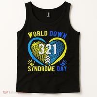 Blue Yellow Heart 21 World Down Syndrome Awareness Day Tank Top thumb 2