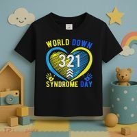 Blue Yellow Heart 21 World Down Syndrome Awareness Day Toddler T-Shirt thumb 3