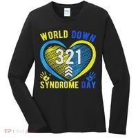 Blue Yellow Heart 21 World Down Syndrome Awareness Day Women's Long Sleeve Shirt thumb 0