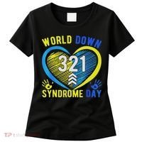 Blue Yellow Heart 21 World Down Syndrome Awareness Day Women's T-Shirt thumb 0