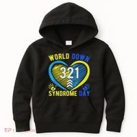 Blue Yellow Heart 21 World Down Syndrome Awareness Day Kids Hoodie thumb 0