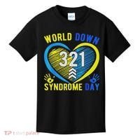 Blue Yellow Heart 21 World Down Syndrome Awareness Day Kids T-Shirt thumb 0