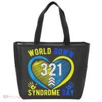 Blue Yellow Heart 21 World Down Syndrome Awareness Day Tote Bag thumb 0