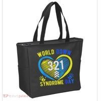 Blue Yellow Heart 21 World Down Syndrome Awareness Day Tote Bag thumb 2