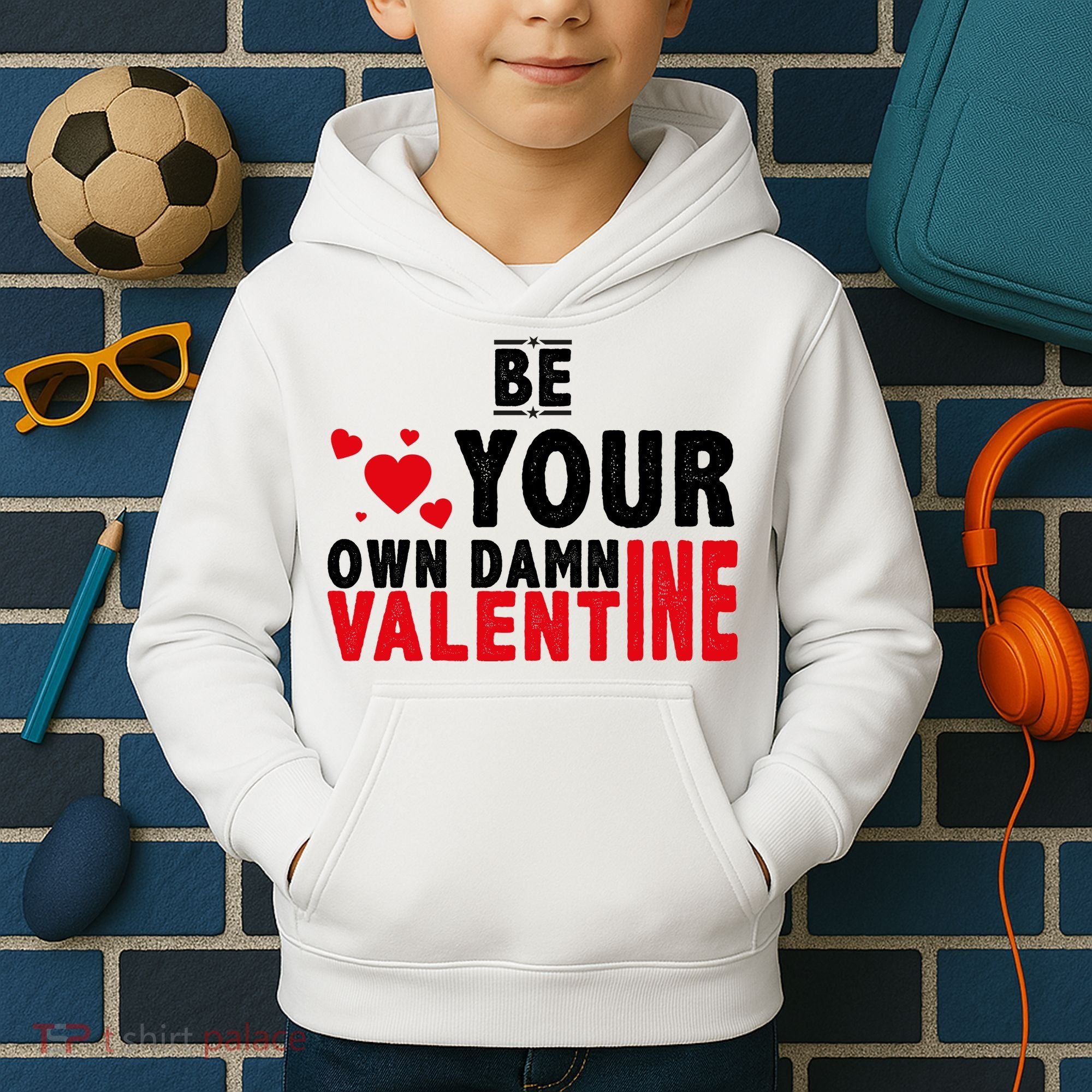 Be Your Own Damn Valentine Valentines Day Love Kids Hoodie