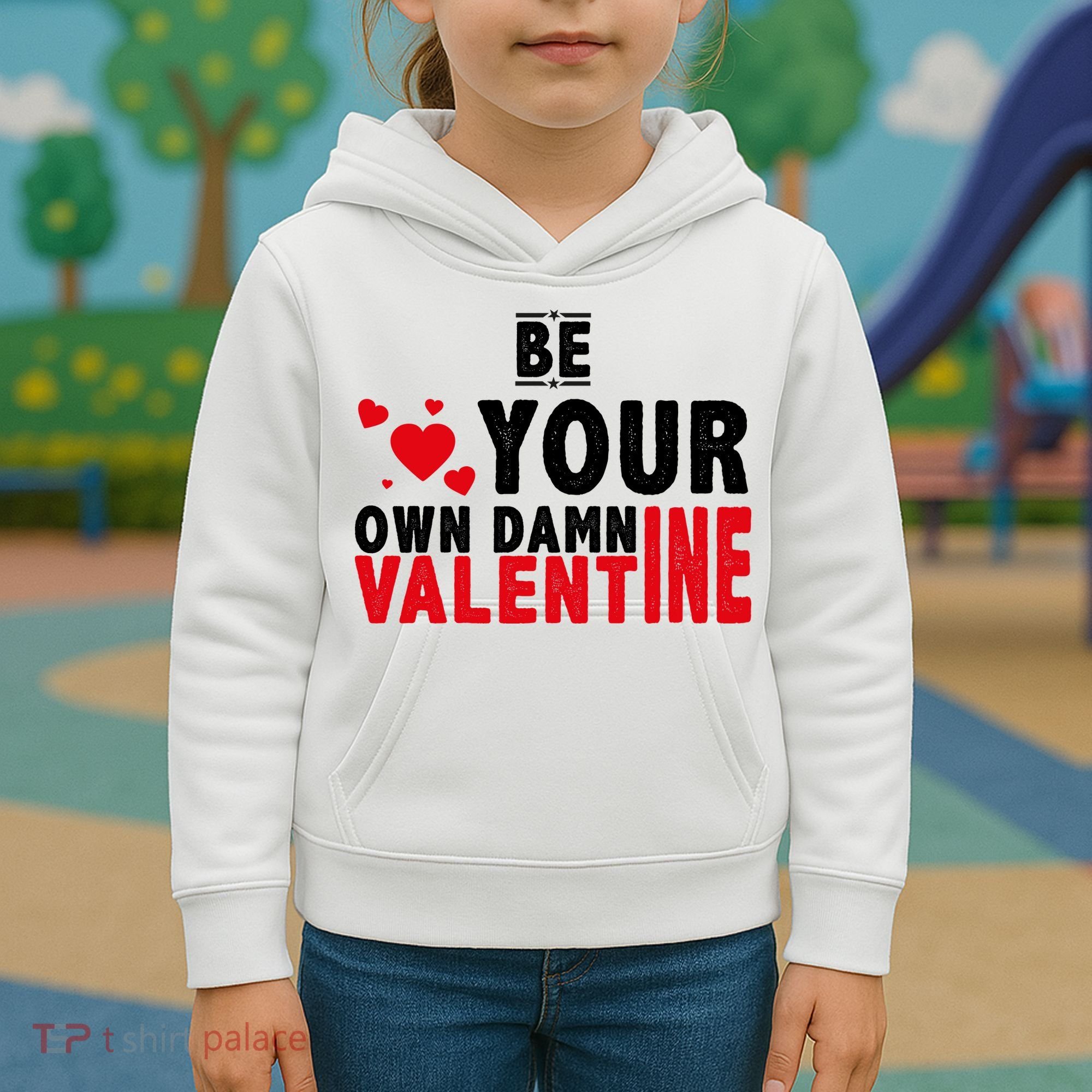 Be Your Own Damn Valentine Valentines Day Love Kids Hoodie