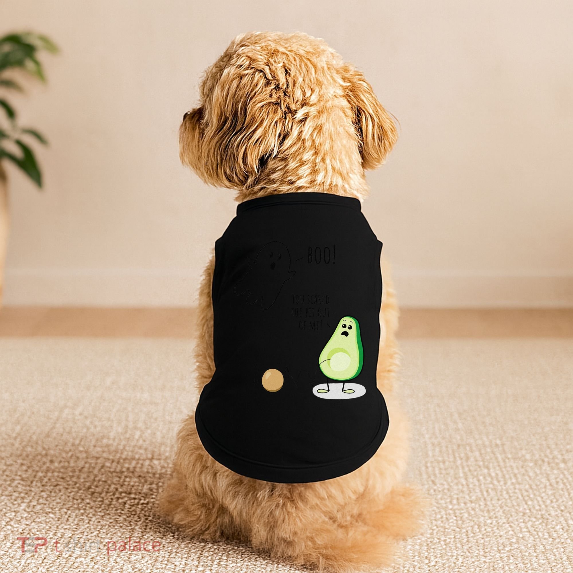Boo You Scared The Pit Out Of Me Funny Ghost Avocado Gift Doggie Tank