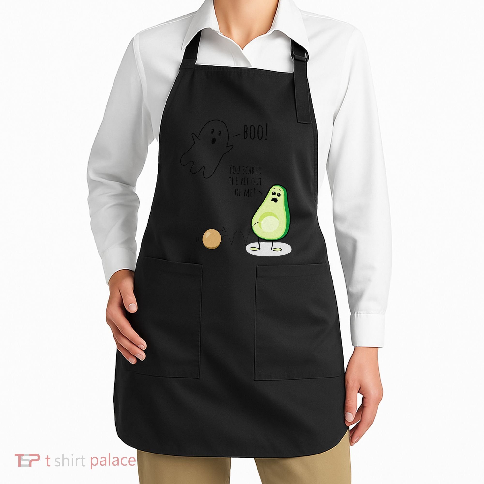 Boo You Scared The Pit Out Of Me Funny Ghost Avocado Gift Apron