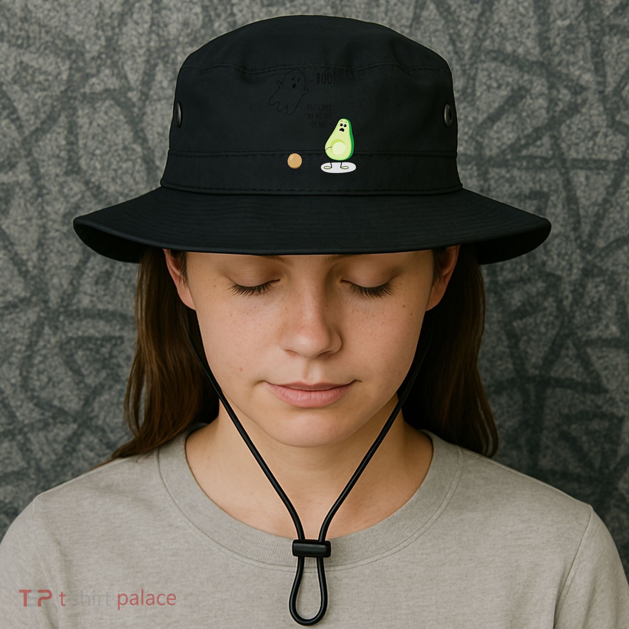Boo You Scared The Pit Out Of Me Funny Ghost Avocado Gift Bucket Hat