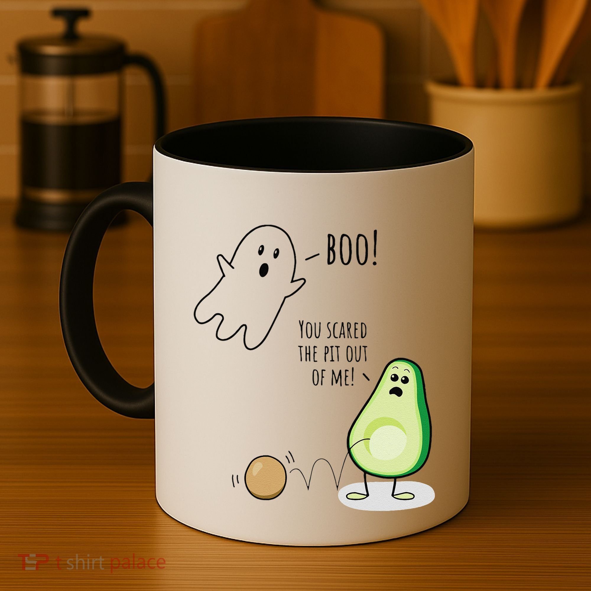 Boo You Scared The Pit Out Of Me Funny Ghost Avocado Gift Coffee Mug