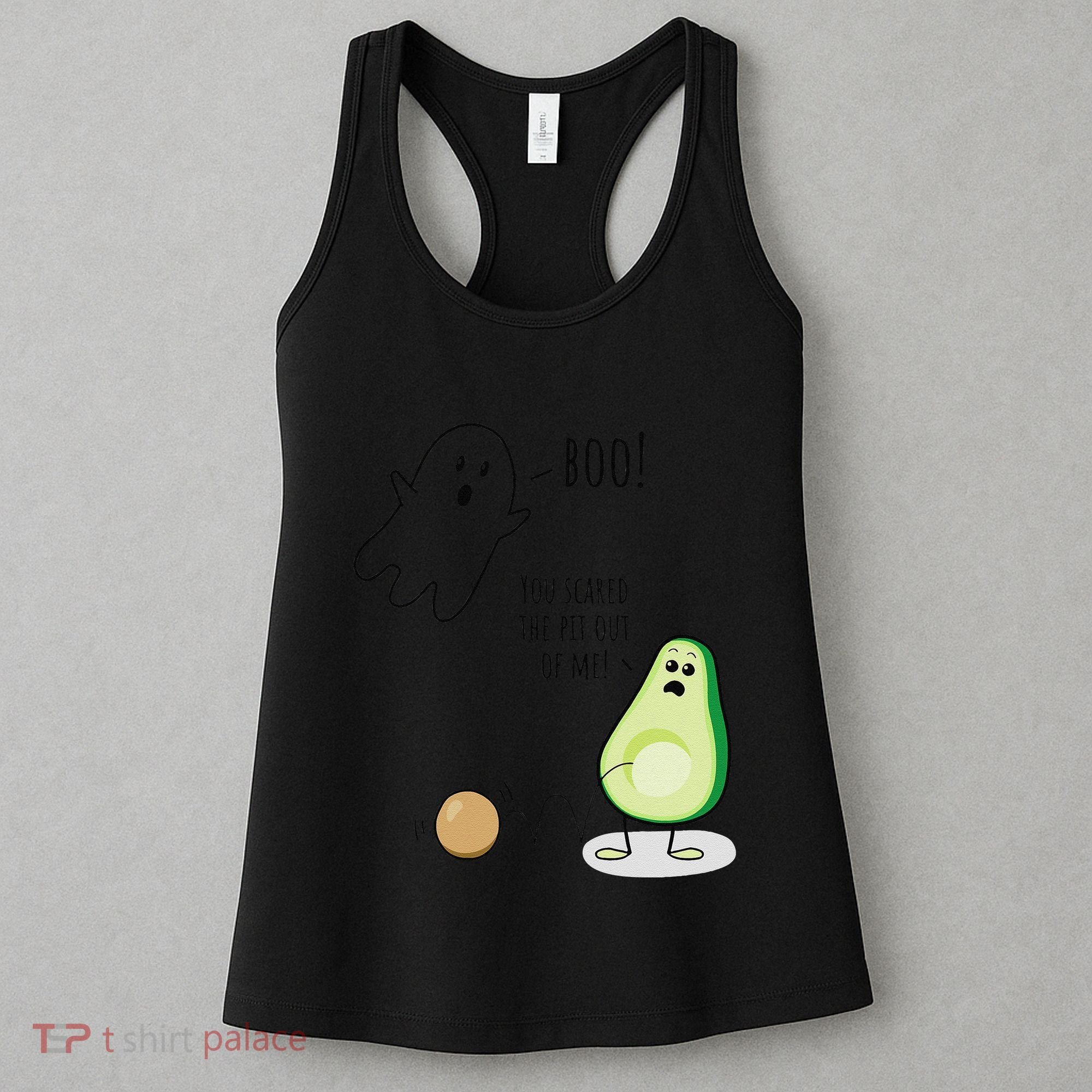 Boo You Scared The Pit Out Of Me Funny Ghost Avocado Gift Women's Tank Top