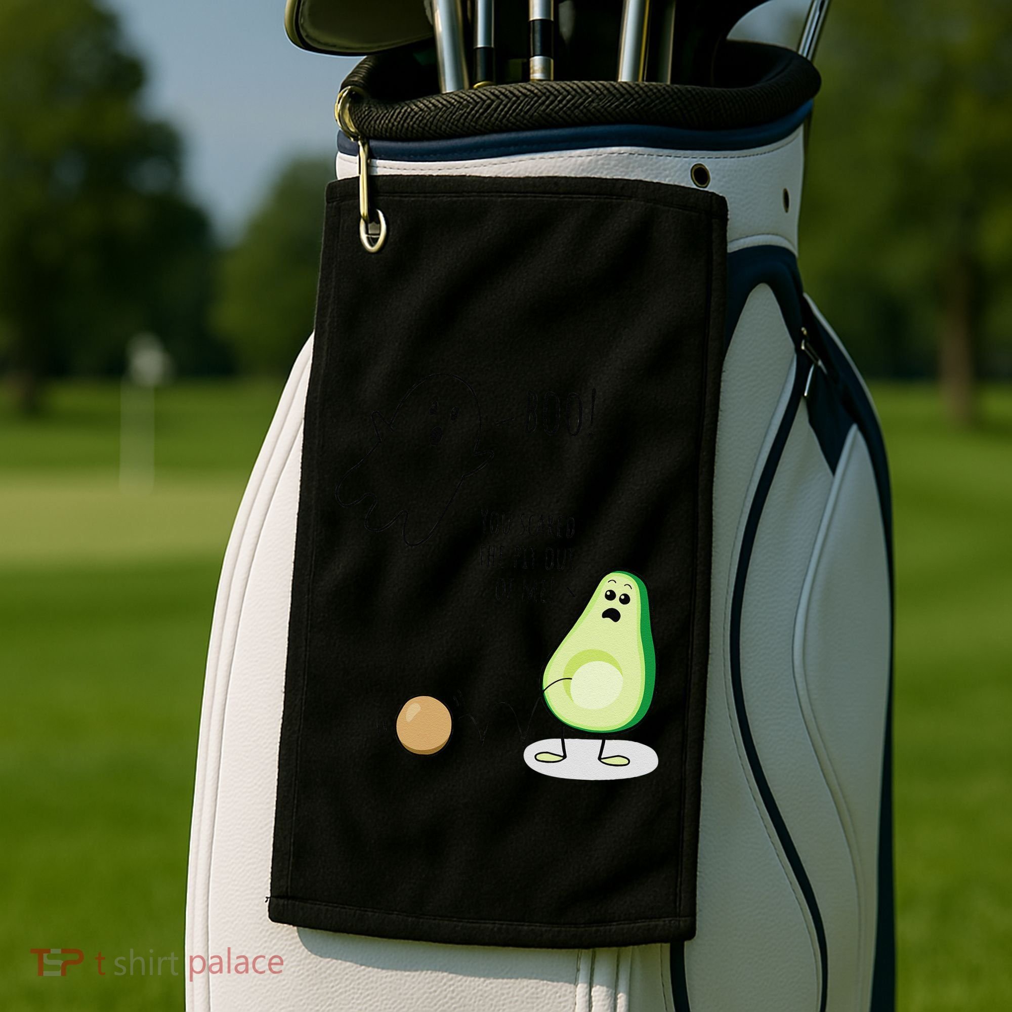 Boo You Scared The Pit Out Of Me Funny Ghost Avocado Gift Golf Towel