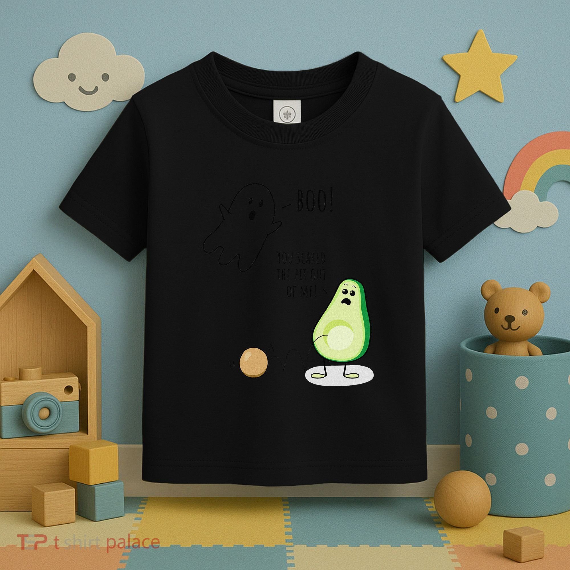 Boo You Scared The Pit Out Of Me Funny Ghost Avocado Gift Toddler T-Shirt