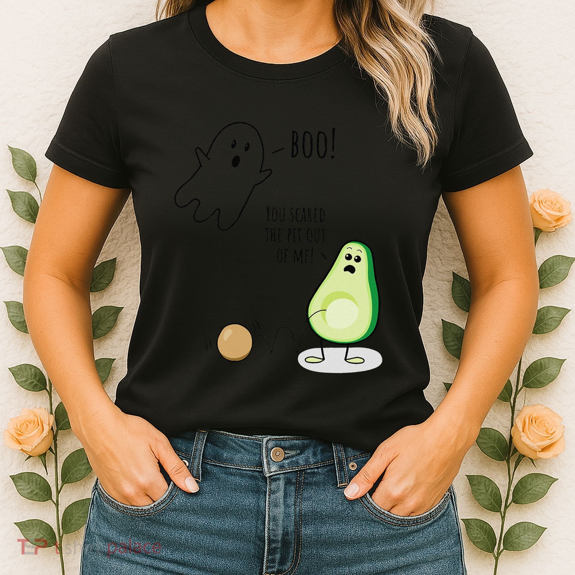 Boo You Scared The Pit Out Of Me Funny Ghost Avocado Gift Women's T-Shirt
