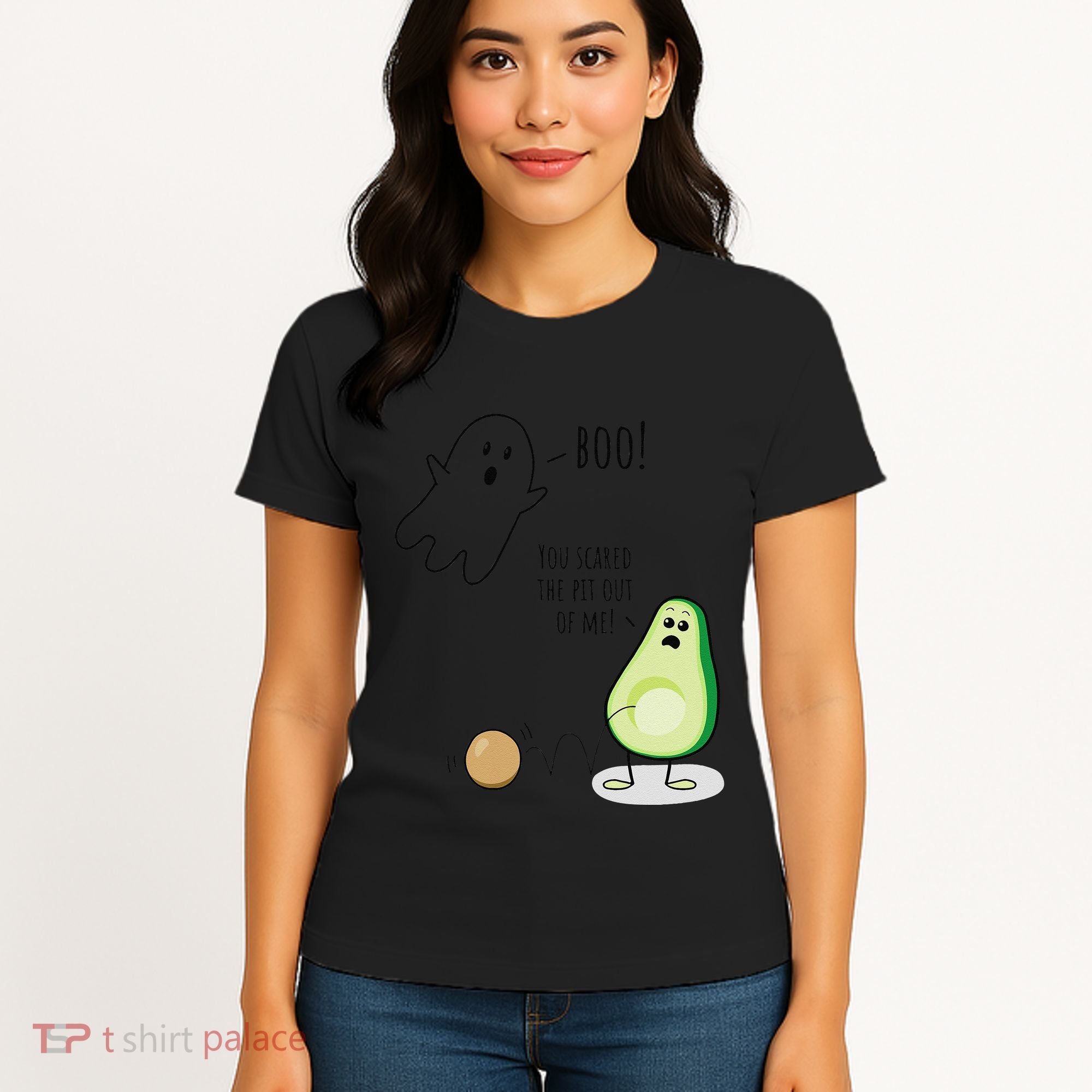 Boo You Scared The Pit Out Of Me Funny Ghost Avocado Gift Women's T-Shirt