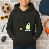 Boo You Scared The Pit Out Of Me Funny Ghost Avocado Gift Kids Hoodie thumb 2