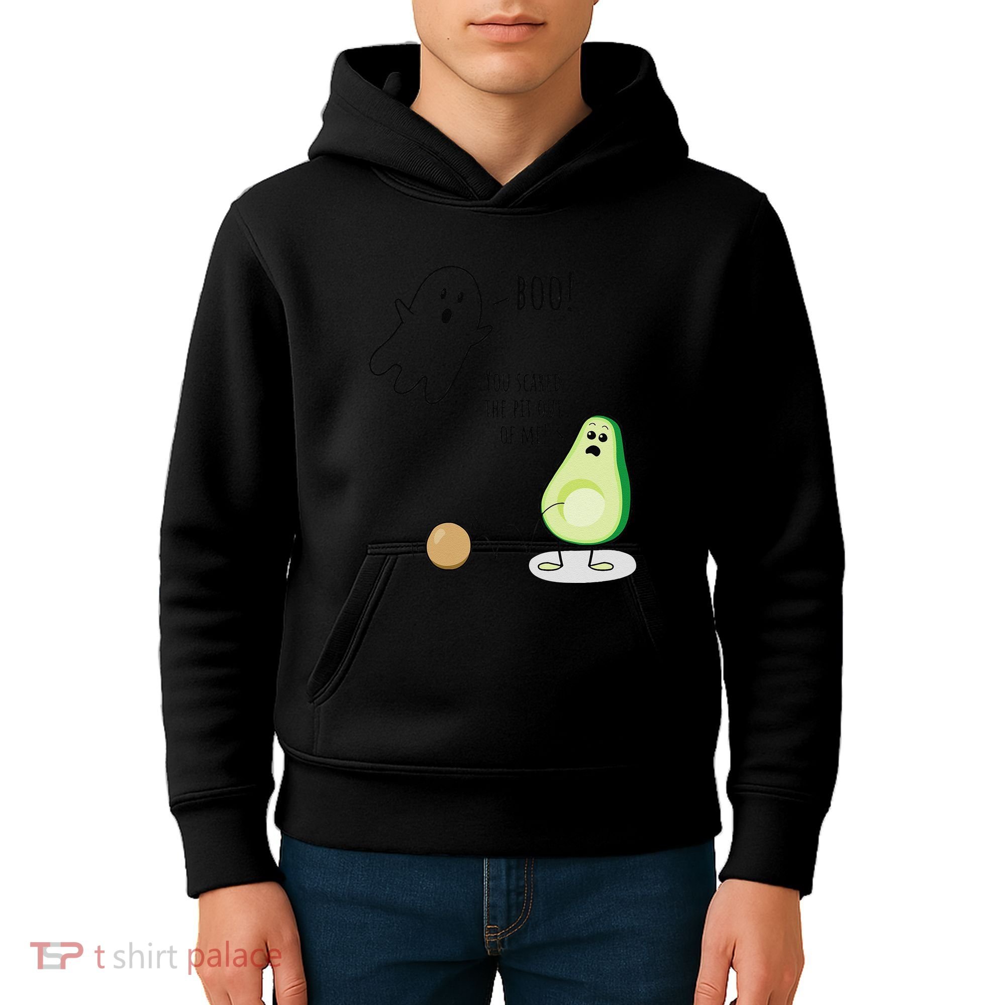 Boo You Scared The Pit Out Of Me Funny Ghost Avocado Gift Kids Hoodie