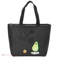 Boo You Scared The Pit Out Of Me Funny Ghost Avocado Gift Tote Bag thumb 0