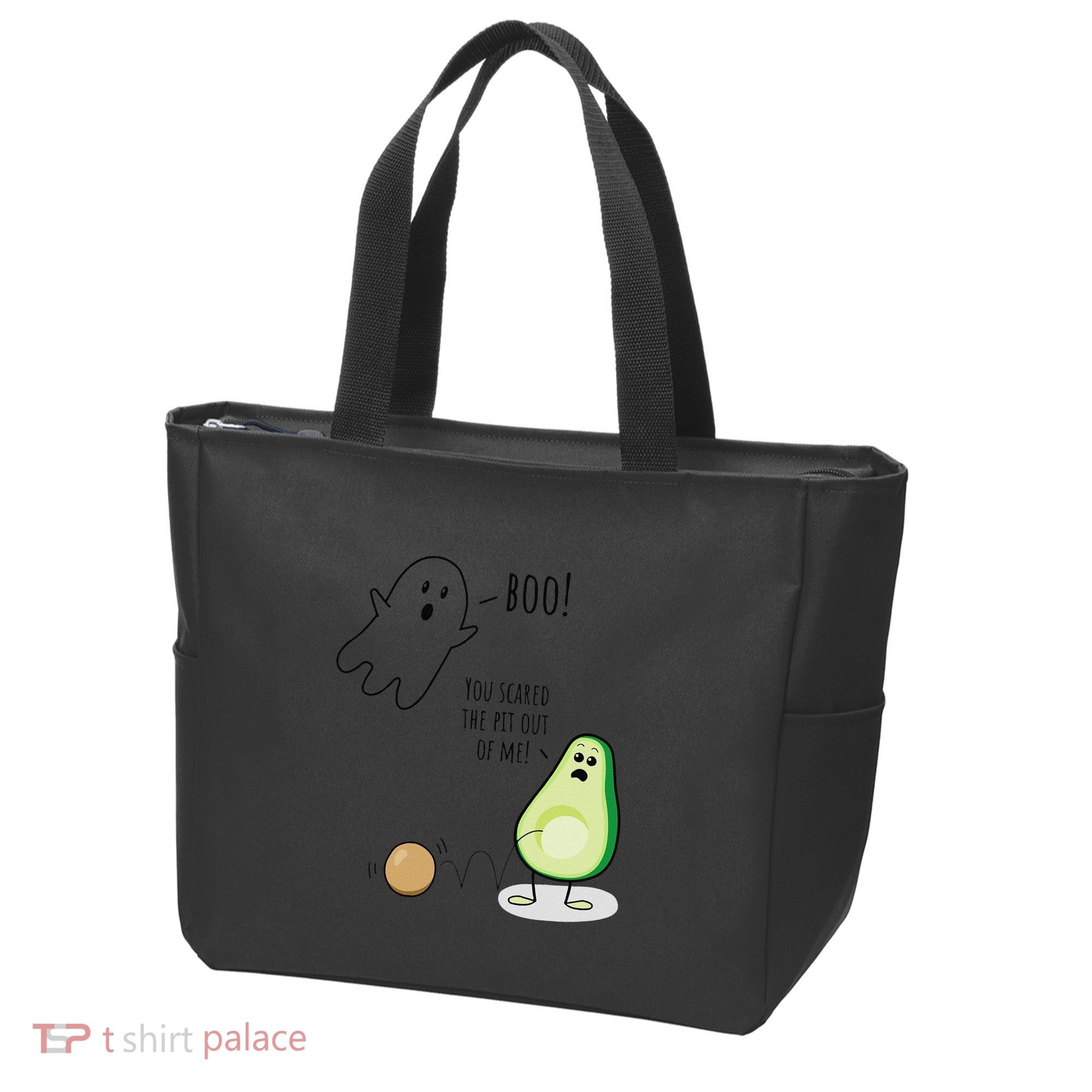 Boo You Scared The Pit Out Of Me Funny Ghost Avocado Gift Tote Bag
