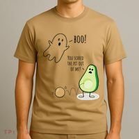 Boo You Scared The Pit Out Of Me Funny Ghost Avocado Gift T-Shirt thumb 3