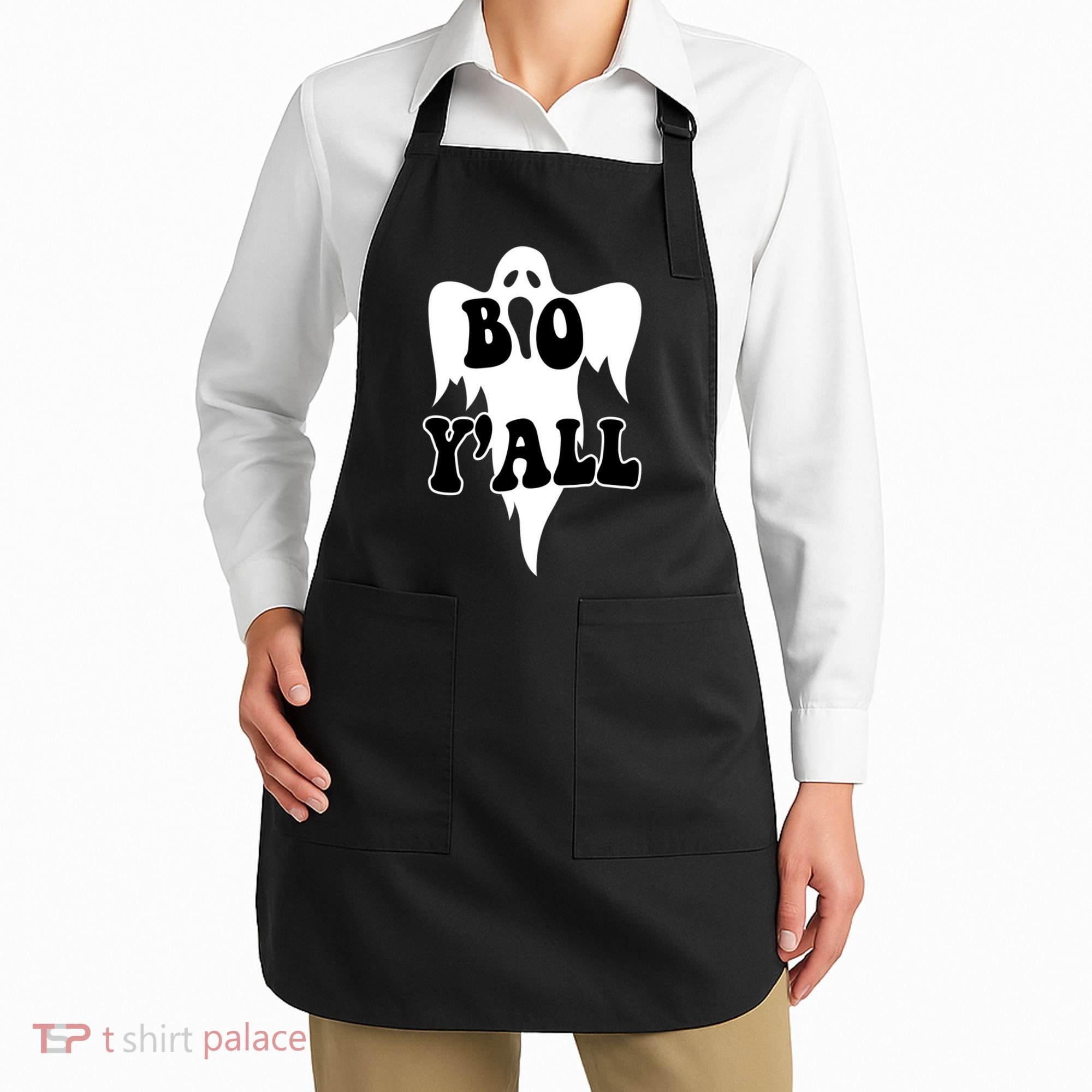 Boo Yall Spooky Ghost Halloween Apron