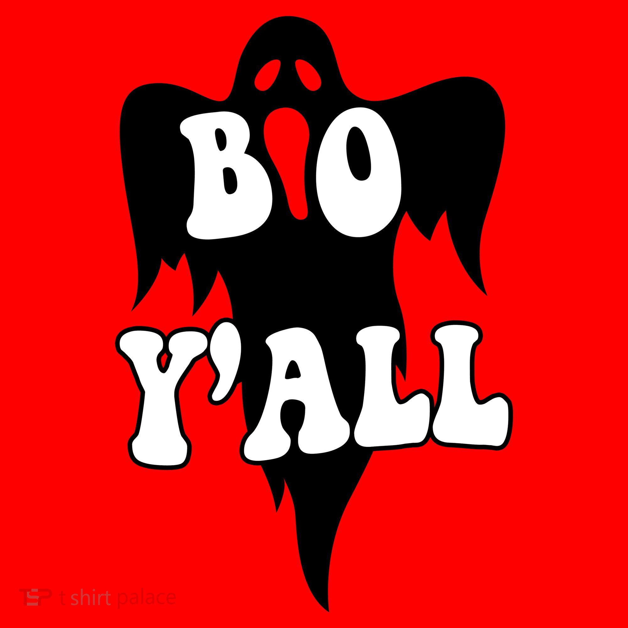 Boo Yall Spooky Ghost Halloween Santa Hat