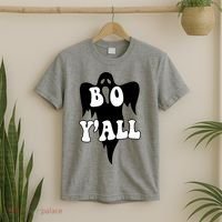 Boo Yall Spooky Ghost Halloween T-Shirt thumb 2