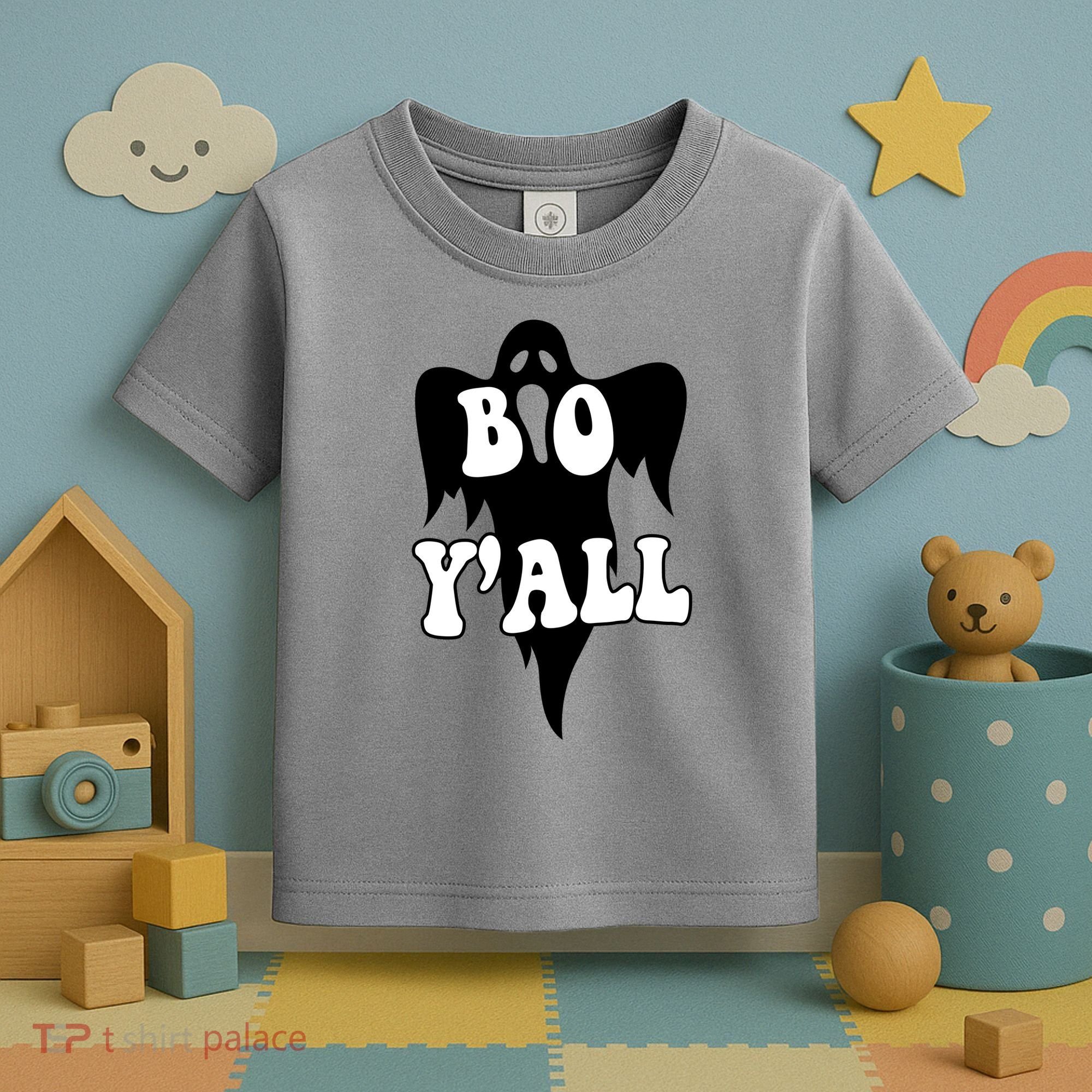 Boo Yall Spooky Ghost Halloween Toddler T-Shirt