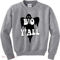 Boo Yall Spooky Ghost Halloween Kids Sweatshirt thumb 0
