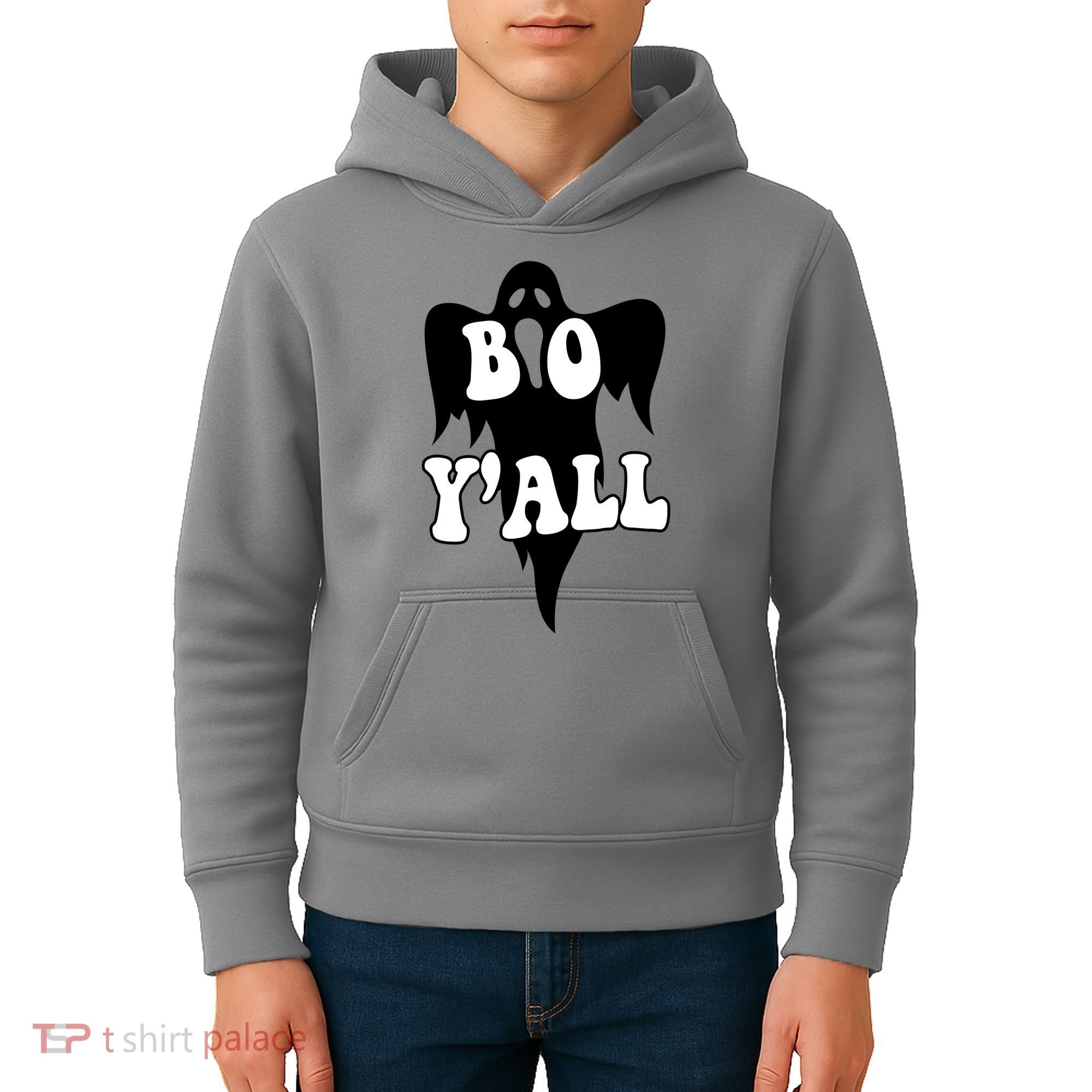 Boo Yall Spooky Ghost Halloween Kids Hoodie