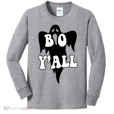 Boo Yall Spooky Ghost Halloween Kids Long Sleeve Shirt