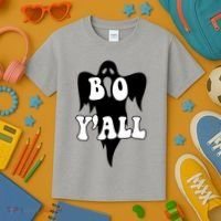 Boo Yall Spooky Ghost Halloween Kids T-Shirt thumb 3