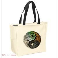 Buddhist Yin Yang Zen Tree Of Life Tote Bag thumb 2