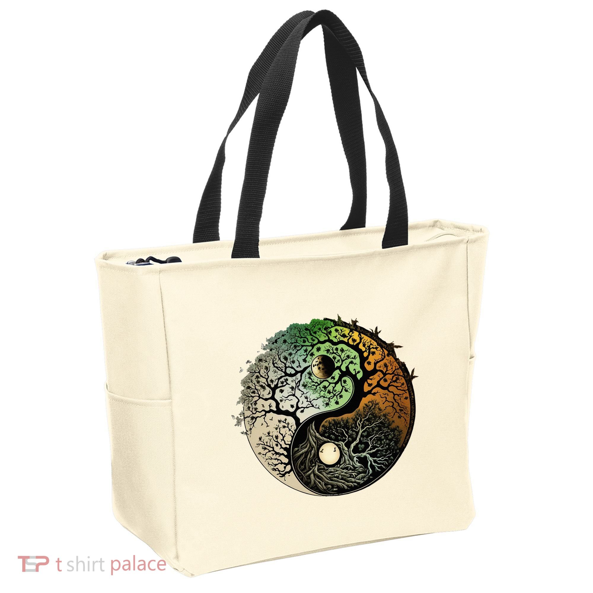 Buddhist Yin Yang Zen Tree Of Life Tote Bag