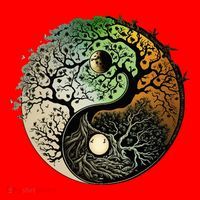 Buddhist Yin Yang Zen Tree Of Life Santa Hat thumb 1