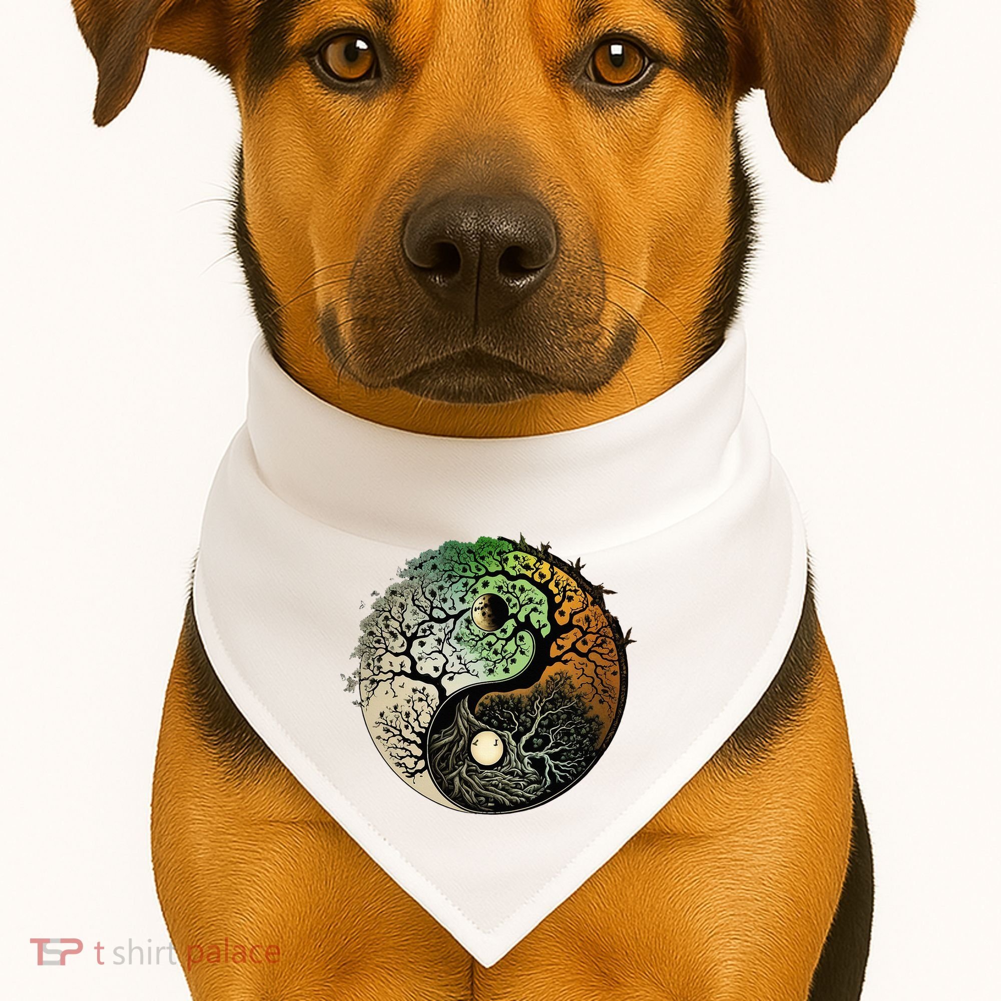 Buddhist Yin Yang Zen Tree Of Life USA-Made Doggie Bandana