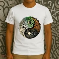 Buddhist Yin Yang Zen Tree Of Life T-Shirt thumb 3