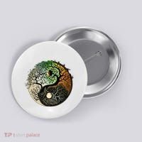 Buddhist Yin Yang Zen Tree Of Life Button thumb 0