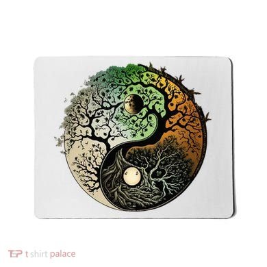Buddhist Yin Yang Zen Tree Of Life Mousepad