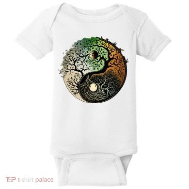 Buddhist Yin Yang Zen Tree Of Life Baby Bodysuit