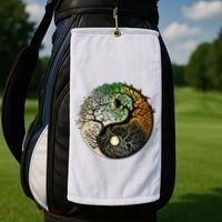 Buddhist Yin Yang Zen Tree Of Life Golf Towel thumb 2