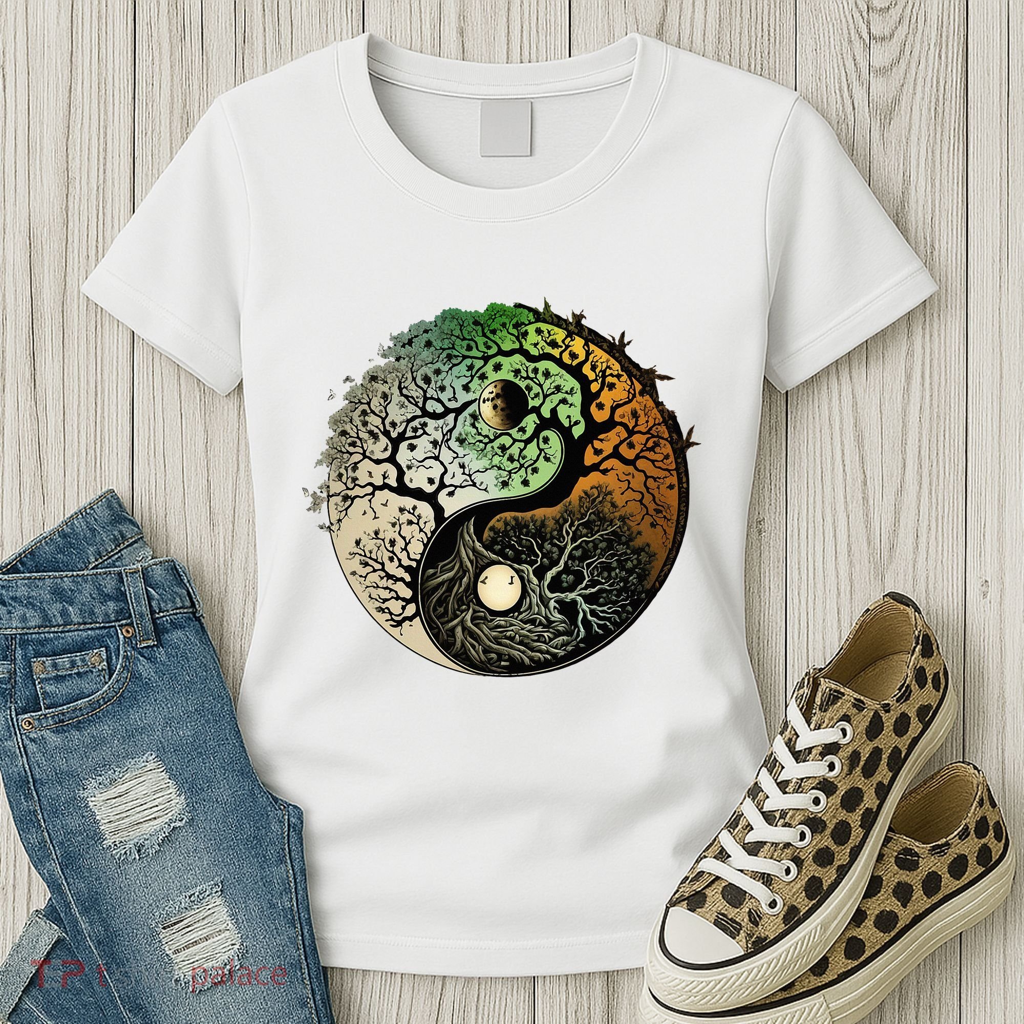 Buddhist Yin Yang Zen Tree Of Life Women's T-Shirt